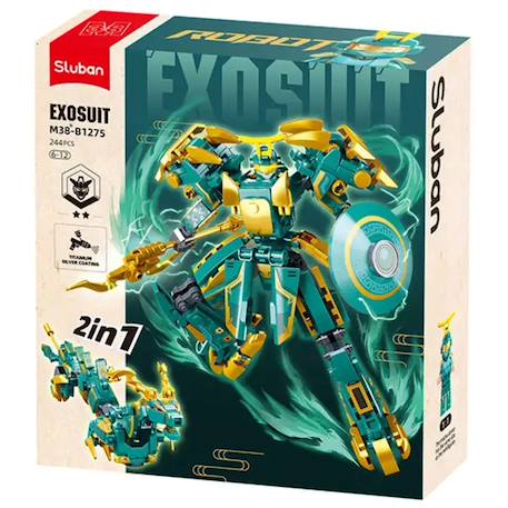 Robot mecha 2 en 1 vert jaune Vert 1 - vertbaudet enfant 