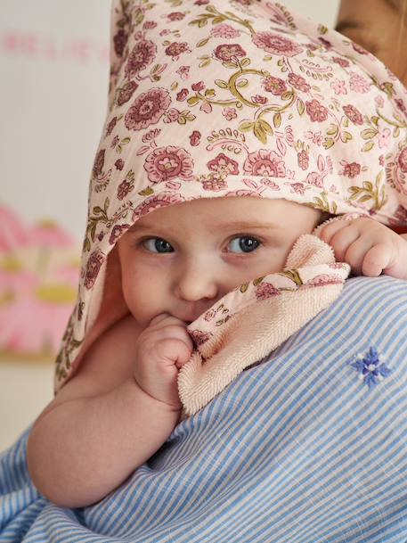 Cape de bain et gant LATIKA rose imprimé 2 - vertbaudet enfant 