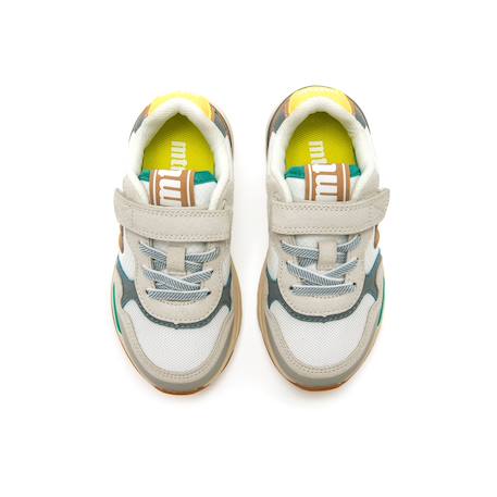 Sneakers bébé synthétique lacets- fermeture adhésive Bleu – bleu clair+Grey+Gris-jaune 14 - vertbaudet enfant 