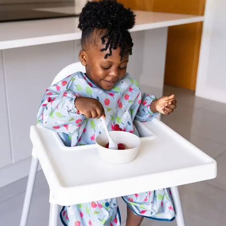 Bavoir tablier manches longues nomade évolutif Bleu+Gris+Vert+Violet 5 - vertbaudet enfant 