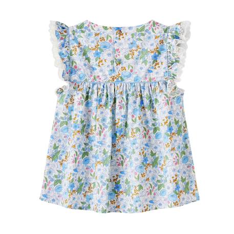 Blouse  fleurie liberty   à volants  appoline Bleu ciel rose 4 - vertbaudet enfant 