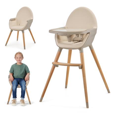 Chaise Haute Kinderkraft FINI 2 2 en 1 avec Plateau Réglable, Harnais 5 Points, Repose-Pieds et Assise en Éco-Cuir Beige+Bleu+Gris+Vert 2 - vertbaudet enfant 