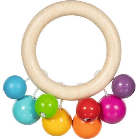 Hochet anneau en bois avec perles arc-en-ciel Beige 2 - vertbaudet enfant 