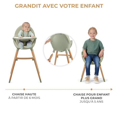 Chaise Haute Kinderkraft FINI 2 2 en 1 avec Plateau Réglable, Harnais 5 Points, Repose-Pieds et Assise en Éco-Cuir Beige+Bleu+Gris+Vert 21 - vertbaudet enfant 