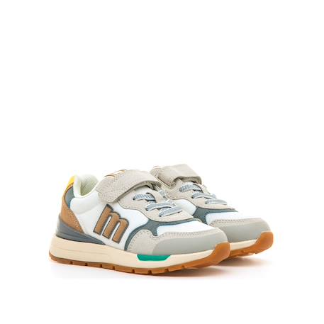 Sneakers bébé synthétique lacets- fermeture adhésive Bleu – bleu clair+Grey+Gris-jaune 15 - vertbaudet enfant 