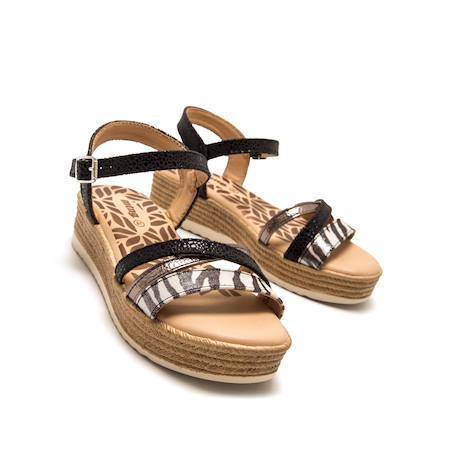 Sandales filles synthétique boucle Black+Brown 4 - vertbaudet enfant 