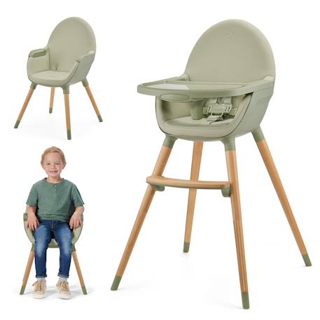 Chaise Haute Kinderkraft FINI 2 2 en 1 avec Plateau Réglable, Harnais 5 Points, Repose-Pieds et Assise en Éco-Cuir Beige+Bleu+Gris+Vert 20 - vertbaudet enfant 