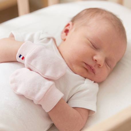 Moufles naissance en coton gants bébé anti griffures Beige+Blanc+Bleu+Écru+Rose+Vert 21 - vertbaudet enfant 