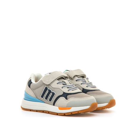 Sneakers bébé synthétique lacets- fermeture adhésive Bleu – bleu clair+Grey+Gris-jaune 10 - vertbaudet enfant 