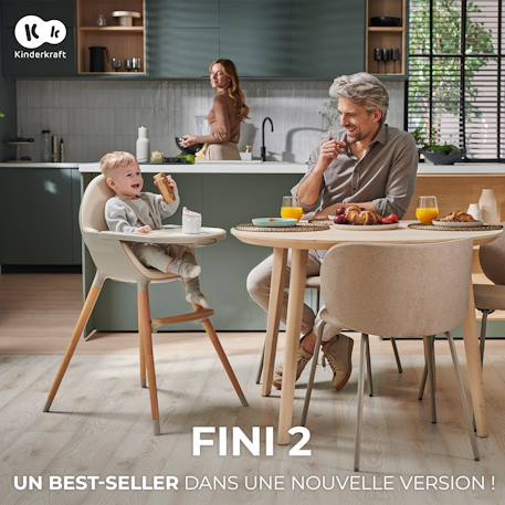 Chaise Haute Kinderkraft FINI 2 2 en 1 avec Plateau Réglable, Harnais 5 Points, Repose-Pieds et Assise en Éco-Cuir Beige+Bleu+Gris+Vert 17 - vertbaudet enfant 
