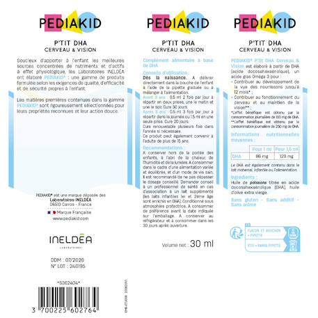 P'tit dha cerveau & vision 30ml - lot de 3 MULTICOLORE 3 - vertbaudet enfant 