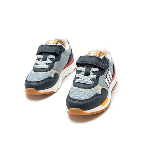 Sneakers garçon textile lacets- fermeture adhésive Bleu – bleu clair+Blue+Grey+Gris-jaune 2 - vertbaudet enfant 