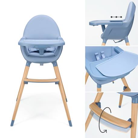 Chaise Haute Kinderkraft FINI 2 2 en 1 avec Plateau Réglable, Harnais 5 Points, Repose-Pieds et Assise en Éco-Cuir Beige+Bleu+Gris+Vert 10 - vertbaudet enfant 