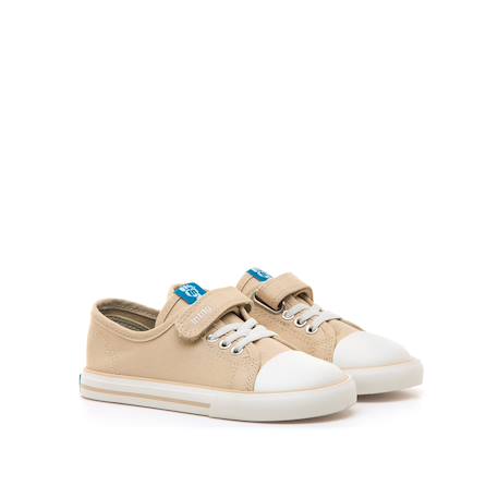Sneakers filles synthétique lacets- fermeture adhésive barefoot Beige 4 - vertbaudet enfant 