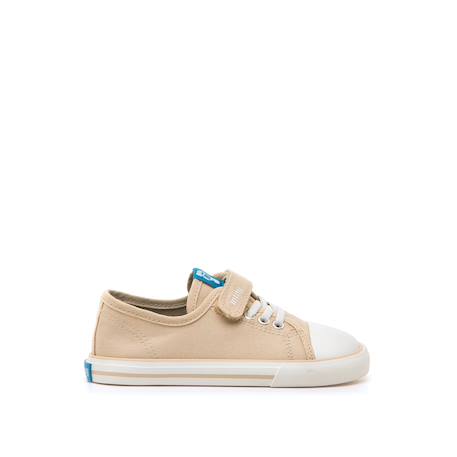 Sneakers filles synthétique lacets- fermeture adhésive barefoot Beige 1 - vertbaudet enfant 