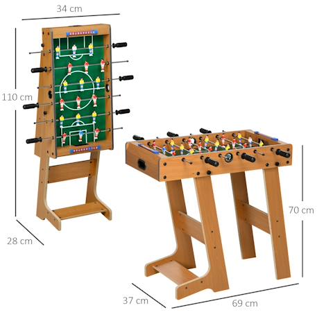 Babyfoot pliable - 18 joueurs, 2 ballons, 3 + 3 poignées, compteur - dim. 69 x 37 x 70 cm Marron 4 - vertbaudet enfant 