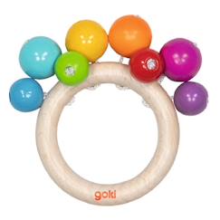 Hochet anneau en bois avec perles arc-en-ciel  - vertbaudet enfant