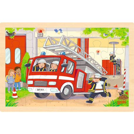 Puzzle réversible hélicoptère et pompiers 24 pcs Beige 2 - vertbaudet enfant 