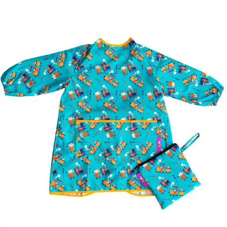 Bavoir tablier manches longues nomade évolutif Bleu+Gris+Vert+Violet 1 - vertbaudet enfant 
