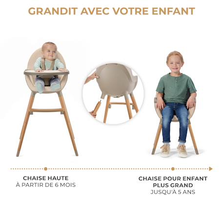 Chaise Haute Kinderkraft FINI 2 2 en 1 avec Plateau Réglable, Harnais 5 Points, Repose-Pieds et Assise en Éco-Cuir Beige+Bleu+Gris+Vert 3 - vertbaudet enfant 