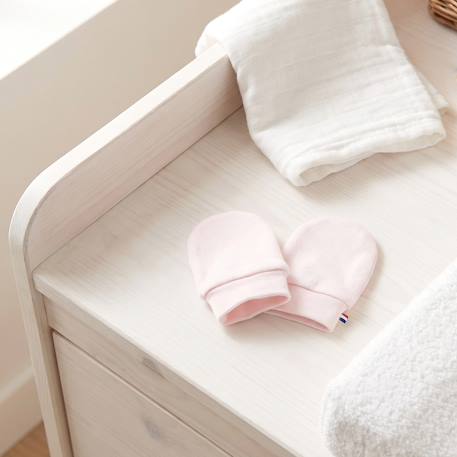 Moufles naissance en coton gants bébé anti griffures Beige+Blanc+Bleu+Écru+Rose+Vert 22 - vertbaudet enfant 