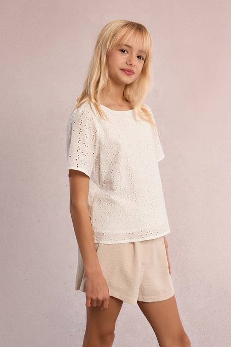 Fille-Top en broderie anglaise