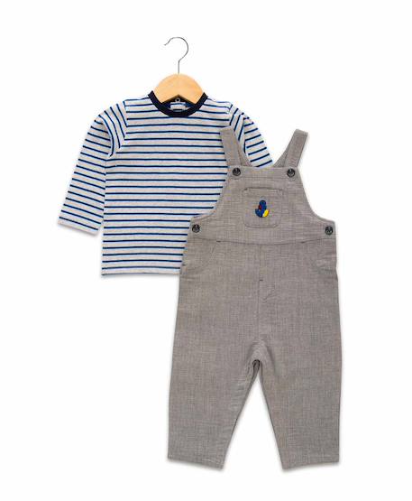 Bébé-Ensemble salopette + haut 100% coton bébé garçon