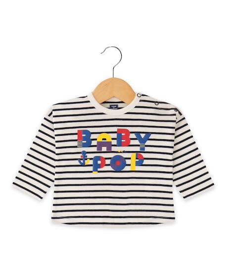 Bébé-T-shirt, sous-pull-Mariniere manches longues 100% coton bébé garçon