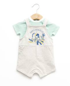 -Ensemble salopette + haut 100% coton bébé garçon