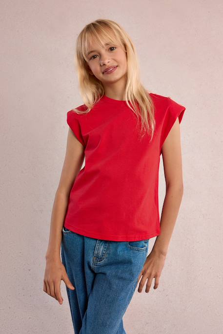 T-shirt à épaulettes Blanc+Navy blue+Rouge 14 - vertbaudet enfant 