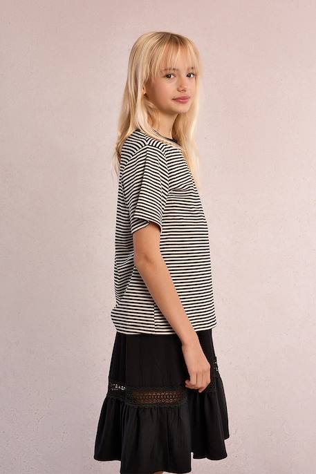 T-shirt rayé à cœur Noir 3 - vertbaudet enfant 