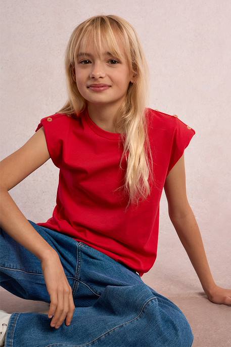 T-shirt à épaulettes Blanc+Navy blue+Rouge 12 - vertbaudet enfant 