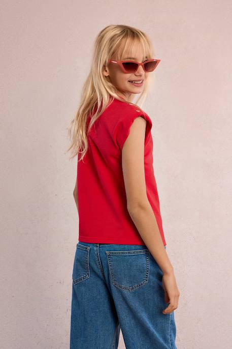 T-shirt à épaulettes Blanc+Navy blue+Rouge 13 - vertbaudet enfant 