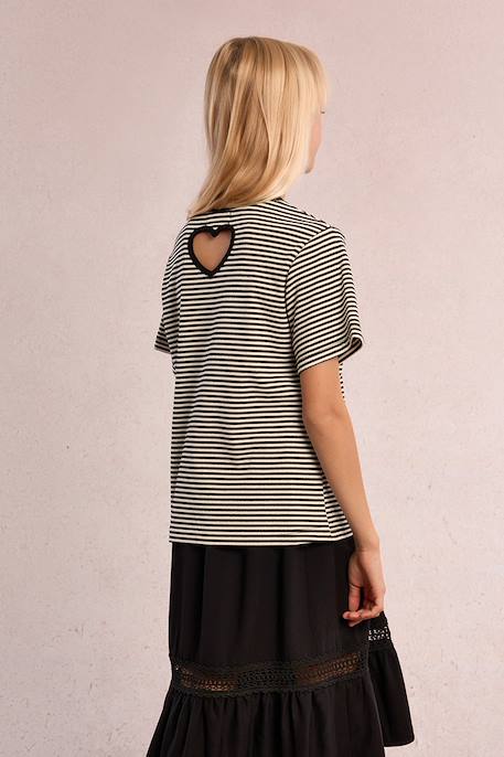 T-shirt rayé à cœur Noir 4 - vertbaudet enfant 