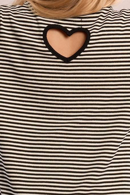 T-shirt rayé à cœur Noir 2 - vertbaudet enfant 