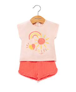 Ensemble short + haut 100% coton bébé fille  - vertbaudet enfant