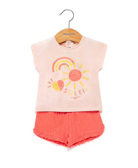 Ensemble short + haut 100% coton bébé fille  - vertbaudet enfant