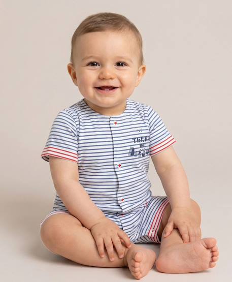 Bébé-Salopette, combinaison-Combishort 100% coton bébé garçon