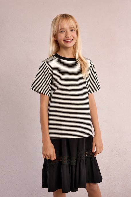Fille-T-shirt rayé à cœur