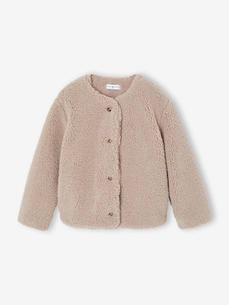 Veste fille sherpa doublée léopard collection capsule mère-fille taupe 11 - vertbaudet enfant 