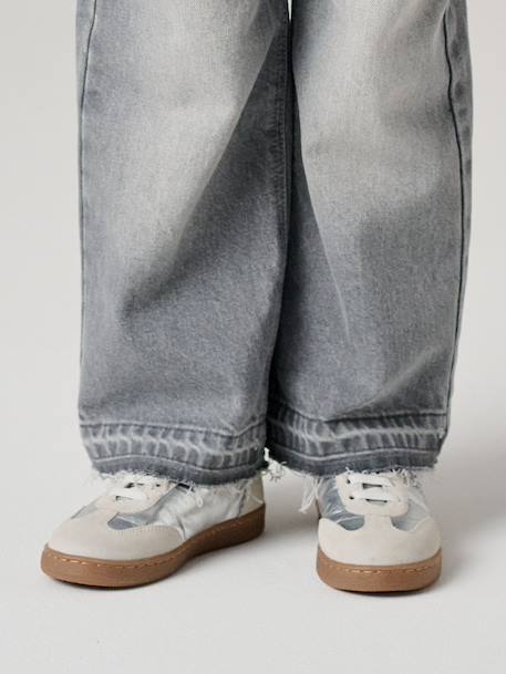 Basket fille lacets élastiqués et scratchs argent 1 - vertbaudet enfant 