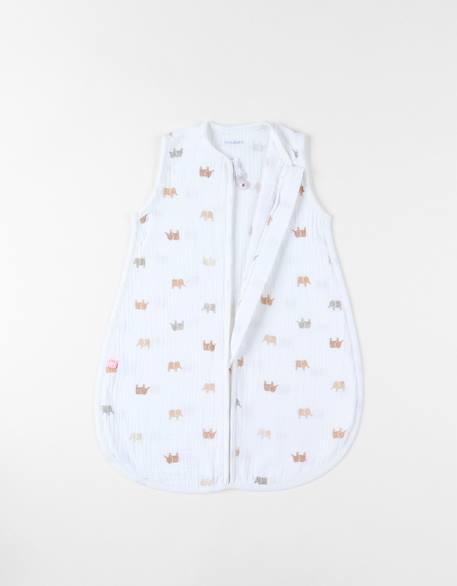 Gigoteuse en mousseline de coton Blanc imprimé+Rose 3 - vertbaudet enfant 