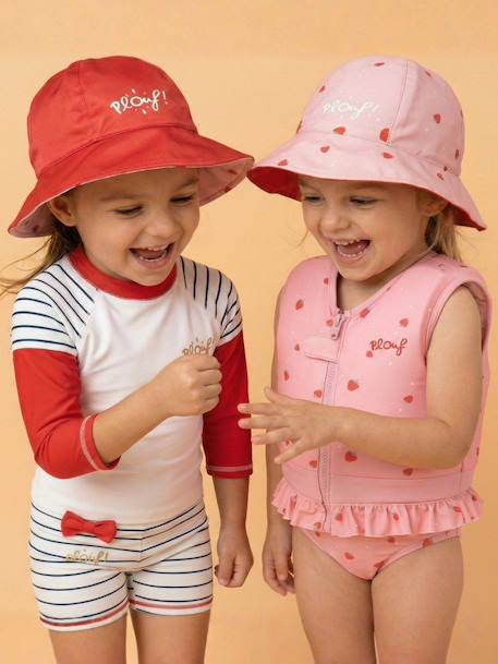 Bob réversible anti-uv - fille Blanc / Orange+Rose / Orange+Rose / Rouge 11 - vertbaudet enfant 