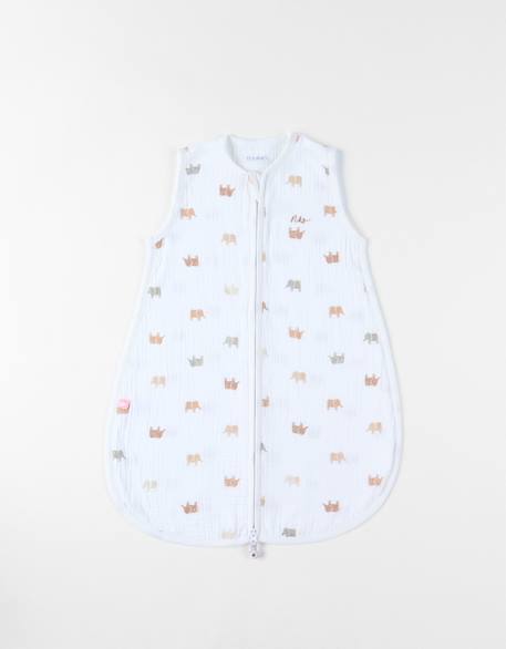 Gigoteuse en mousseline de coton Blanc imprimé+Rose 1 - vertbaudet enfant 