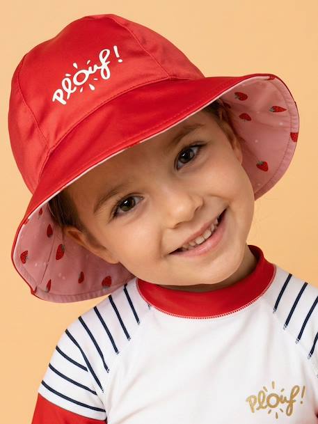 Bob réversible anti-uv - fille Blanc / Orange+Rose / Orange+Rose / Rouge 9 - vertbaudet enfant 
