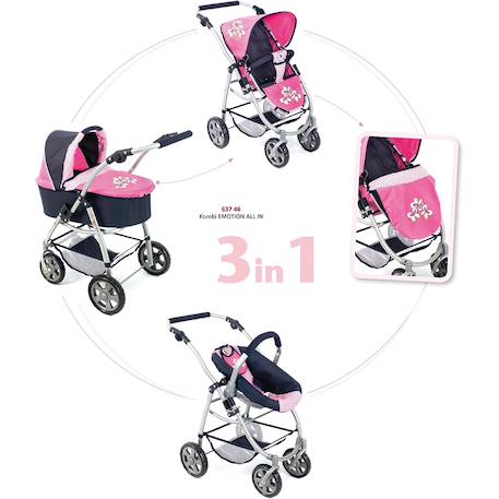 La poussette combinée 3 en 1 emotion 'all in' pour poupons Multicolore+Noir et rose+Rose+Rose et bleu+Rose et gris+Rose fuschia+Violet+Violet étoiles 17 - vertbaudet enfant 