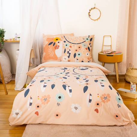 Parure de lit coton réversible imprimé attrape rêve et licorne 1 place 140x200cm - ysia Rose 2 - vertbaudet enfant 