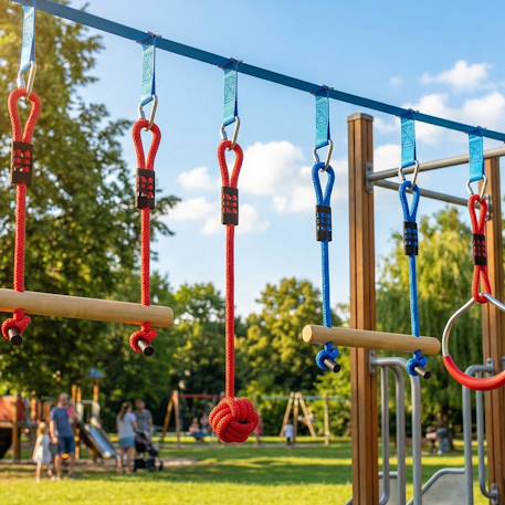 Parcours d'obstacles ninja enfants 10 m charge 100 kg pp multicolore Bleu 1 - vertbaudet enfant 
