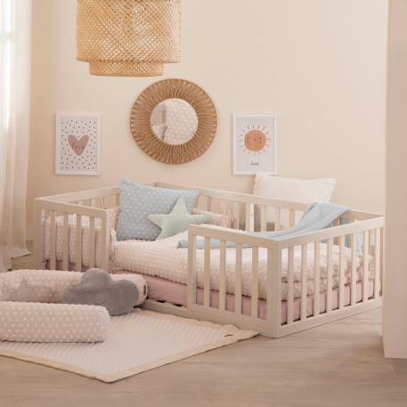 Lit bébé montessori au sol avec protection antichute Beige sable 3 - vertbaudet enfant 