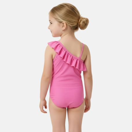 Maillot de bain fille 1 pièce asymétrique rose à pois motif personnage minnie Rose 3 - vertbaudet enfant 